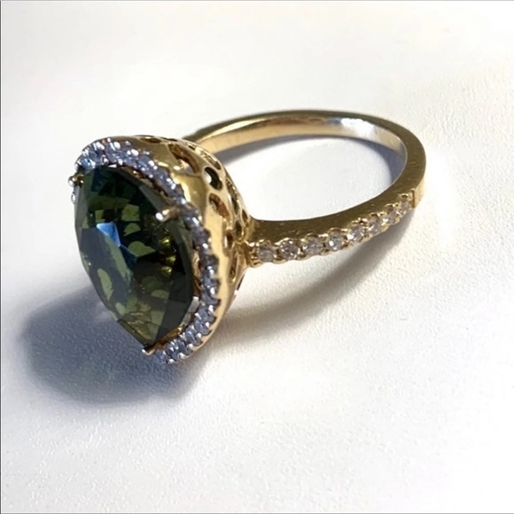 14K DIAMOND GREEN TOURMALINE RING 9 - Picture 2 of 11